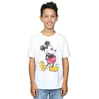 Image of Disney Boys Mickey Mouse Classic Kick T Shirt 5 6 Years White