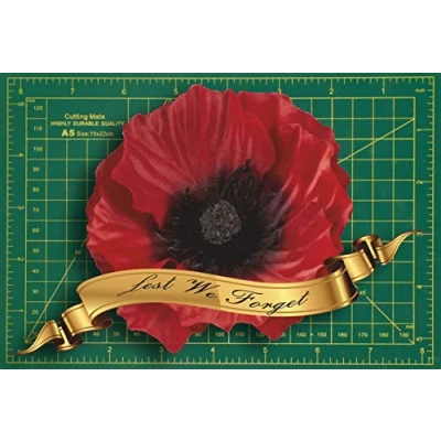 Image of Poppy with &quot;Lest we forget&quot; banner Flower Decals Car Stickers Graphics Wall Window Decorations Art (100mm)