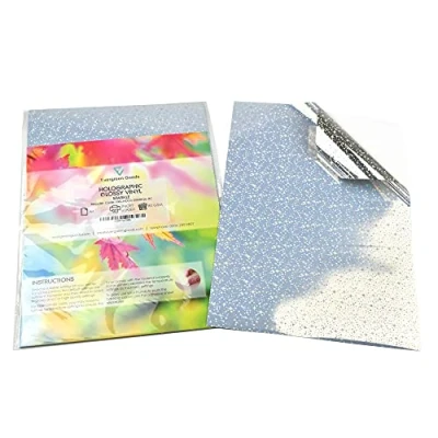 Image of Evergreen Goods A4 Holographic Silver Vinyl Self Adhesive Sticky Back, Sparkle Pattern, Inkjet and Laser Printable (10)