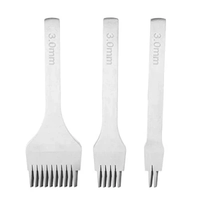 Image of Hilitand Hole Punch 2.7/3/3.4/3.9mm 3 Prong Tool Set Steel + White Steel, Durable, Polished Handle, For Leather Crafts