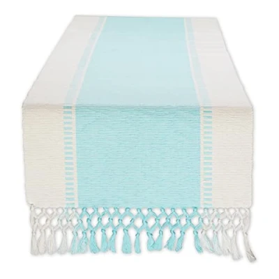 Image of DII Dobby Stripe Woven Table Runner, Cotton, Aqua, 13 x 108 cm