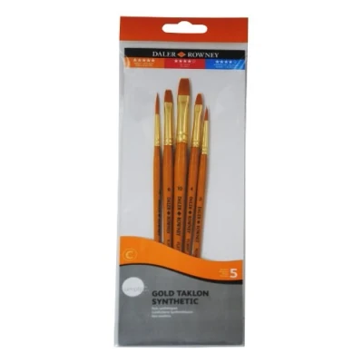 Image of Daler Rowney Simply Gold Taklon 2&quot; Synthetic Hair Acrylic Brush Set with a Long Handle, Ideal for Entry Level Artists &amp; Hobbyists