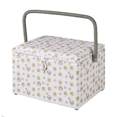 Image of Sewing Online Large Box,Honey Bee Fabric 31 x 23 20cm Storage and Organiser Basket with Compartments for Supplies,Accessories,Thread,Needles,and Scissors GA1127L