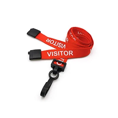 Image of EasyBadge 100 x Red Visitor Lanyards with Plastic J Clips and Safety Breakaways