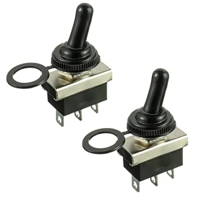 Image of HUAREW KN3(D) 103 Metal Toggle Switch On/Off 12V 25A 2 Position 3 Pin Waterproof with Rubber Cover (2 Pcs)