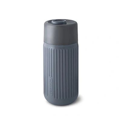 Image of BLACK + BLUM Leak Proof &amp; Taste Neutral Glass Travel Cup Silicone Sleeve Lockable Cap Dishwasher Safe, Slate 340ml