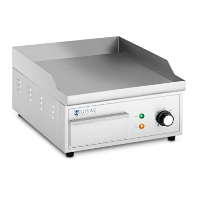 Image of Royal Catering RCPG45 S Electric Griddle 350 x 380 mm Flat 2,000 W Commercial Top Grill (Stainless Steel, Cast Iron)