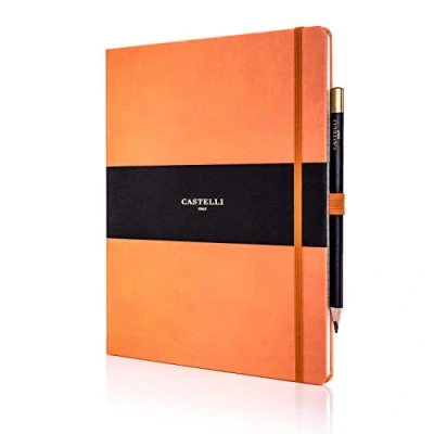 Image of Castelli RQ27/25 452 Large Lined Ruled Tucson Notebook Orange