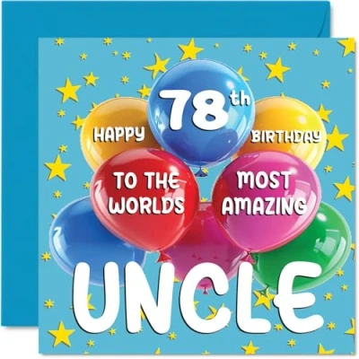 Image of 78th Uncle Birthday Card World&#039;s Most Amazing Happy for from Niece Nephew, 145mm x Age 78 Seventy Eight Greeting Cards