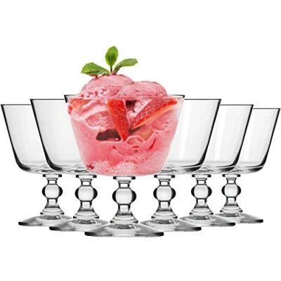 Image of Krosno Dessert Cups Sundae Fruit Trifle Bowl for Ice Cream, Desert Glass Set of 6 380 ML Krista Collection Pudding Home, Parties &amp; Kitchen Dishwasher Safe Pots