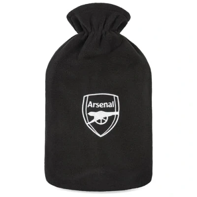 Image of Arsenal F.C. Hot Water Bottle with Soft Cover 1.8L Football Gifts for Him (Black)