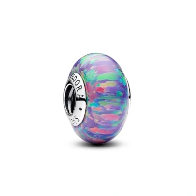 Image of Pandora Moments Leuchtendes violettes Charmaus Sterling Silber,Kompatibel mit Armbänder,791691C05, Silver, Opal