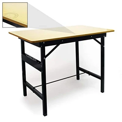 Image of Foldable Work Table Folding Workbench Tabletop Ruler Protractor MDF Steel 100 x 60 cm