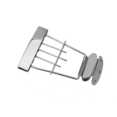 Image of Guyker 6 String Guitar Trapeze Tailpiece Bridge Replacement for Jazz Archtop (Chrome)
