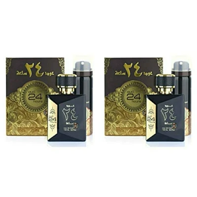 Image of 2 PACK Oud 24 hours 100ml Al Zafaran Black Orchid Perfume Spray EDP + free deo