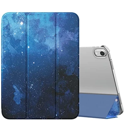 Image of MoKo for iPad 10th Generation Case 2022, Slim Stand Hard PC Translucent Back Shell Smart Cover Gen 10.9 inch Support Touch ID, Auto Wake/Sleep, Blue Starry Sky