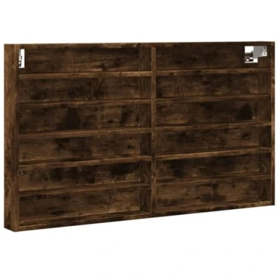Image of vidaXL Vitrine Cabinet Floating Shelf Wall, Smoked Oak Engineered Wood, 100x8.5x58 cm, 60 kg Capacity Ideal for Bedrooms, Living Rooms, Hallways