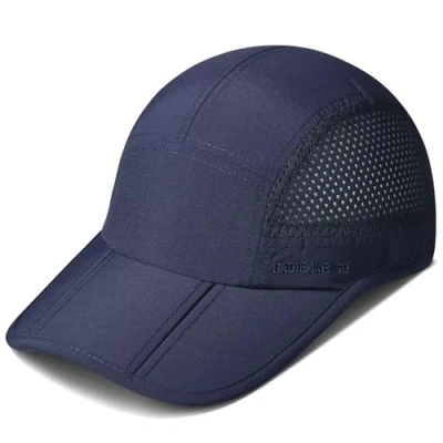 Image of iBasingo Folding Baseball Cap Summer Mesh Running Hats Visors Sport Outdoor Waterproof Hat Trucker Hiking BVH07 (Navy)