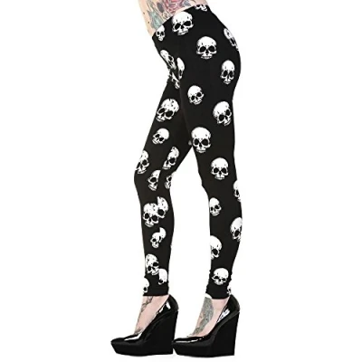 Image of Banned Apparel White Skulls Leggings Black M
