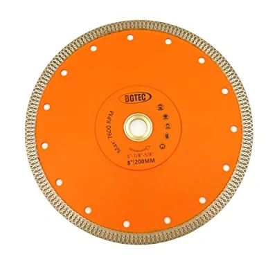 Image of BGTEC Diamond Porcelain Saw Blade, 8 Inch/200MM X Mesh Turbo Tiles Blades for Tile Granite Marbles Super Thin Dry/Wet Cutting Disc