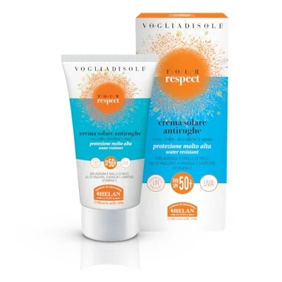 Image of Helan Vogliadisole Four Respect Anti Wrinkle Sun Cream Spf 50, High Protection Against Erythema and Sunburn, Sunscreen &amp; Lotion with Vitamin E, Prevents UVA UVB Damage Made in Italy, 50 ml