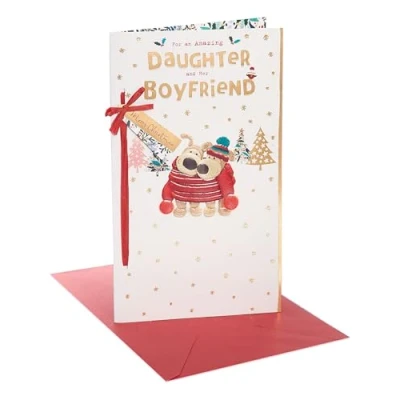 Image of Boofle Embellished Daughter &amp; Her Boyfriend Cuddly Cute Christmas Greeting Card
