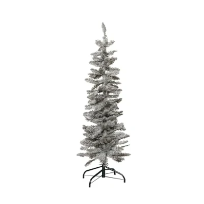 Image of 4ft (1.2m) Grey Slim Pencil Christmas Tree with 168 Tips and Metal Stand Small Artificial Xmas for Modern Decor
