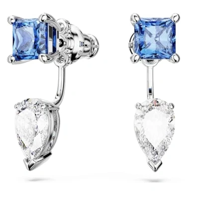 Image of Swarovski Mesmera Earring Jackets, White and Blue Crystals in a Rose Gold Tone Setting, from the Collection