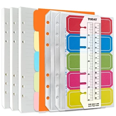 Image of DY.2ten Refillable A6 Notebook Set, 3 Pack Lined Refill Paper, Clear Zipper Binder Pockets, Dividers, Index Tabs, Ruler Marker, Paper for 6 Ring