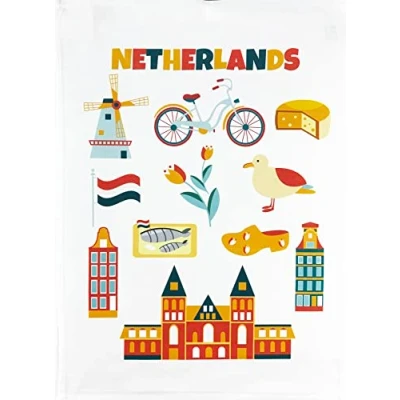 Image of Half a Donkey Landmarks of The Netherlands Large Cotton Tea Towel