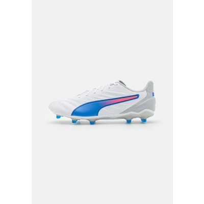 Image of Puma KING PRO FG/AG Moulded stud football boots, Men&#039;s, Size: 11, White/bluemazing/flat light gray Synthetics