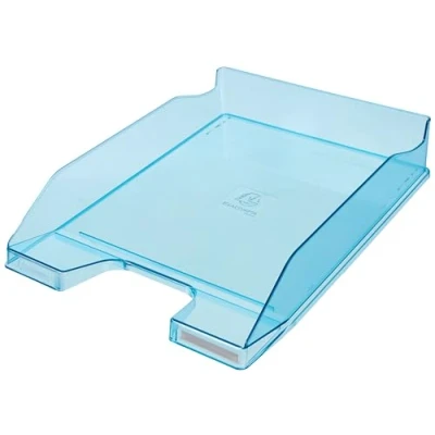Image of Exacompta Ref 113236D Linicolor Letter Tray Combo Midi 347 x 255 65mm in Size, Holds Up To 500 Sheets, Suitable for A4 Documents Turquoise Transparent Glossy