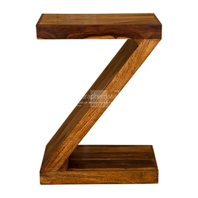 Image of Paraphernalia Gaya cube solid sheesham Z shaped side table/display unit