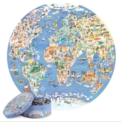 Image of Jigsaw Puzzles For Adults 1000 Piece World Map Round Puzzle of the And Kids Geography Gifts by bopster