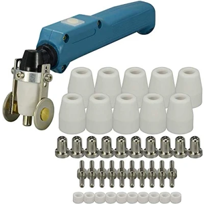 Image of RIVERWELD PT 31 LG 40 20072 Plasma Cutter Torch Body &amp; Roller Guide Wheel Spacer &amp;Plasma Tip Electrode Nozzle Gas Ring Shield Cup Kit 42pcs