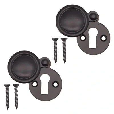 Image of Victorian Keyhole Covered Escutcheon for Front Doors 35mm Black Pack of 2