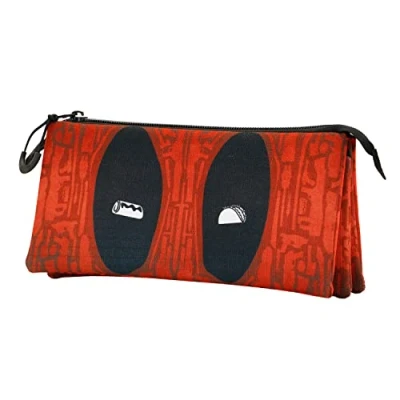 Image of Marvel Deadpool Weapons ECO Triple Pencil Case, Red, 23 x 11 cm