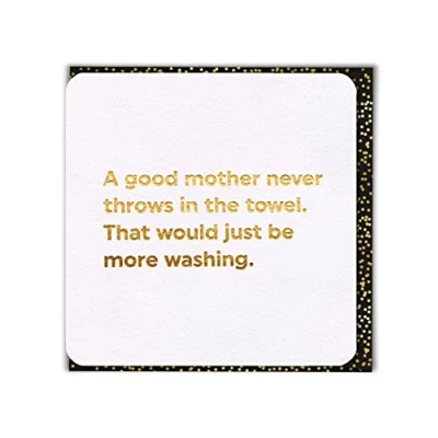 Image of Brainbox Candy Funny Mother&#039;s Day Card Birthday Cards Mum Cheeky Humorous Joke &#039;Throw in The Towel&#039; Gold Foiled