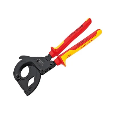 Image of Knipex Cable Cutter (ratchet action) for steel wire armoured cables (SWA cable) black lacquered, insulated with multi component grips, VDE tested 315 mm 95 36 A