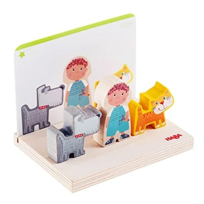 Image of HABA 306707 Stacking Toy On the Farm Enjoyable Challenge for Junior Artists 14 pieces, Ages 2 and Up (Made in Germany)