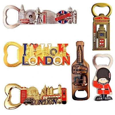 Image of 6 British Souvenir Magnets London Icons Bottle Opener England Souvenirs Metal Fridge Magnet UJ Gift &amp; collectable