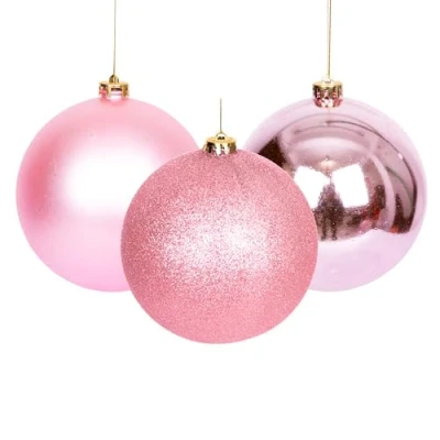Image of 15cm/3Pcs Christmas Baubles Shatterproof Pale Pink, Tree Decorations Ball Ornaments Balls Xmas Hanging Holiday Decor Shiny,Matte,Glitter