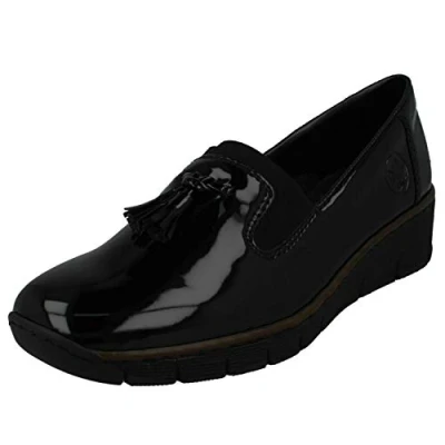 Image of Rieker Women&#039;s 53751 Doris Moccasin (Black, UK Footwear Size System, Adult, Women, Numeric, Medium, 7.5)