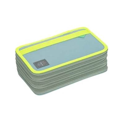 Image of LÄSSIG School Triple Pencil Case Filled 20 Pieces Unique Blue/neon Yellow