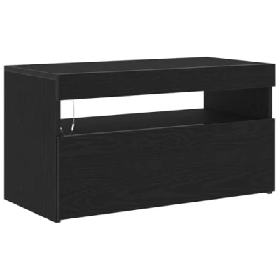Image of vidaXL TV Cabinet/Media Lowboard Black Oak Engineered Wood with USB Modern Rectangular Design for Living Room