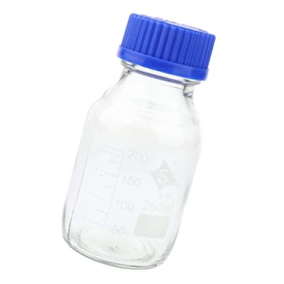 Image of Scientific Laboratory Wide Mouth Round Glass Reagent Bottles, Lab Storage Jar with Screw Caps (250ml)