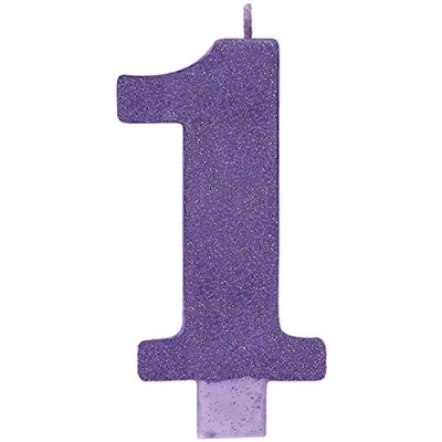 Image of Amscan International 170352 Glitter Number 1 Candle, Large