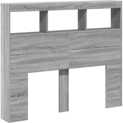 Image of vidaXL Headboard Cabinet with LED Grey Sonoma 120x17x102 cm