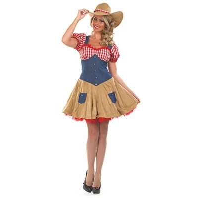 Image of Fun Shack Ladies Cowgirl Fancy Dress, Costume Women, Cow Girl Outfit, Adult Costume, Cowboy Women Medium