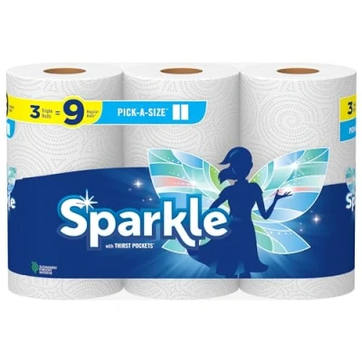 Image of Sparkle® Pick A Size® Paper Towels, 3 Triple Rolls = 9 Regular